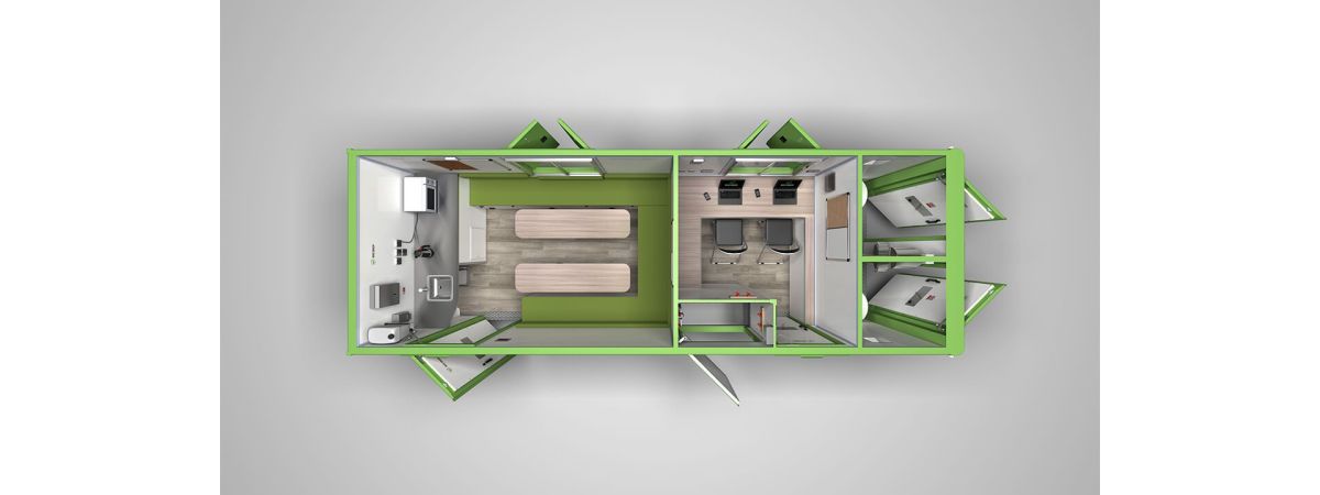 Birdseye view of Deep Green welfare cabin