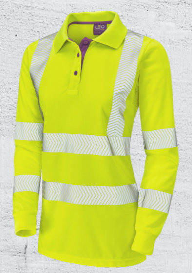 Women's Safety Clothing | Yellow Hi Vis Long Sleeve Polo Shirt | CMT Group