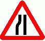 Road Narrows Left Q-Sign | 750mm Triangle