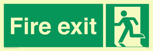 PVC Photoluminescent Sign - 300mm x 100mm - Fire exit emergency exit sign with running man facing left