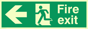 PVC Photoluminescent Sign - 450mm x 150mm - Fire exit left