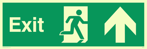 PVC Photoluminescent Sign - 300mm x 100mm - Exit up
