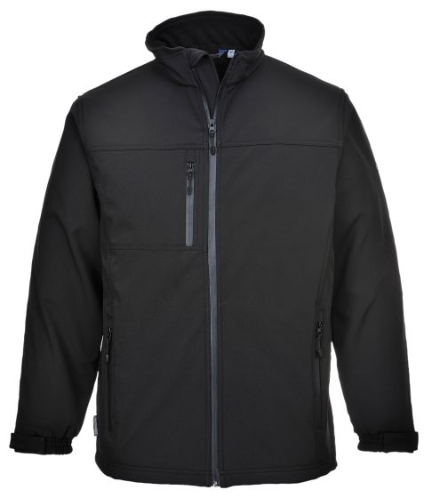 Water Repellent Technik Softshell Work Jacket 310gsm – Black – Breathable & Fleece-Lined front product image | CMT Group
