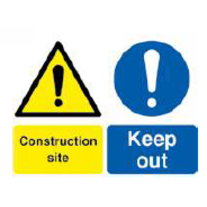 Rigid PVC A3 Sign - "Construction Site, Keep Out"