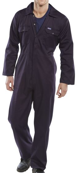 Standard Concealed Stud Front Boiler Suit – Navy – Elasticated Waist Coveralls product image | CMT Group