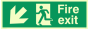 Vinyl Photoluminescent Sticker - 300mm x 100mm - Fire exit down left