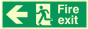 Vinyl Photoluminescent Sticker - 300mm x 100mm - Fire exit left