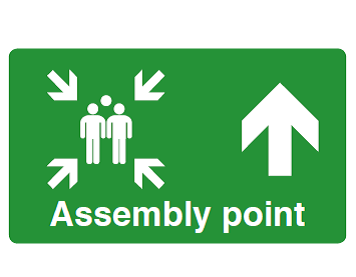 Assembly Point Arrow Up Safety Sign - PVC