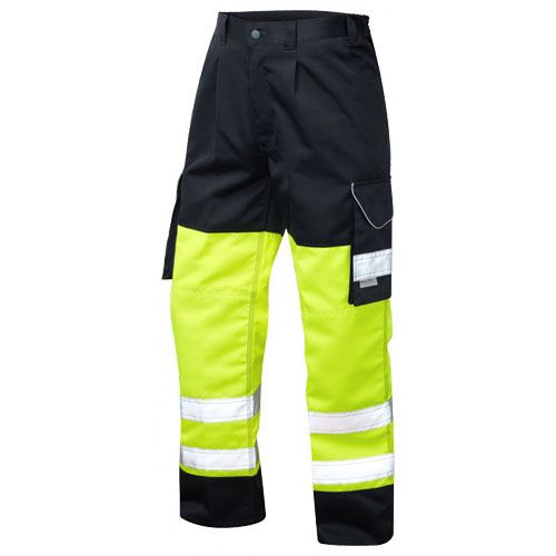 ISO 20471 Class1 Poly Cotton Cargo Trouser Yellow/Navy