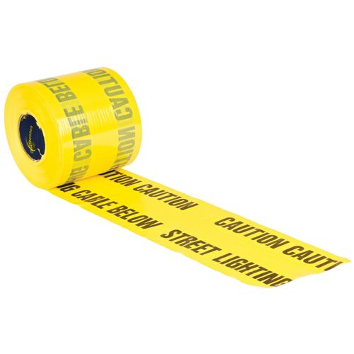 Yellow street lighting cable warning tape for trench backfill and strike prevention | CMT Group UK