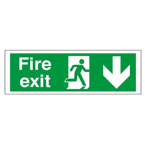 Site Safety Fire Door Sign | Green Fire Exit Sign | Downward Arrow | CMT Group
