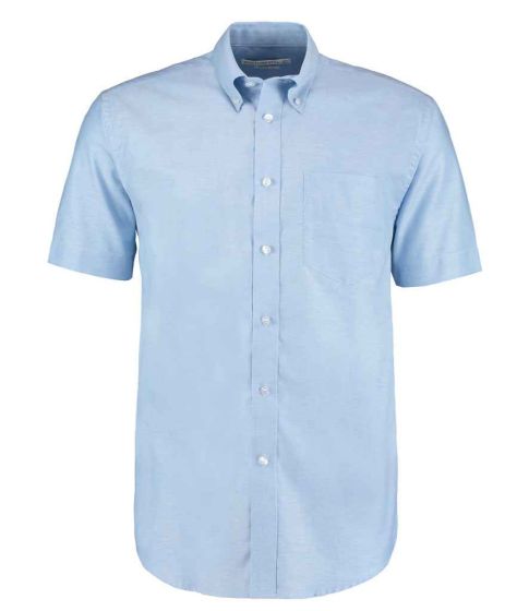 Kustom Kit Premium Short Sleeve Oxford Shirt – Light Blue – Cotton Rich & Easy Iron front product image | CMT Group
