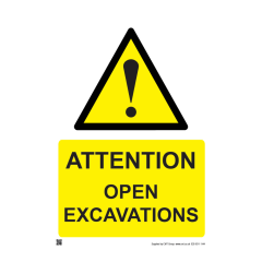 Site Safety - 594x841mm A1 - Attention Open Excavations