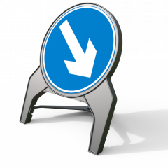 Keep Right Blue Arrow Q-Sign | 750mm Circle