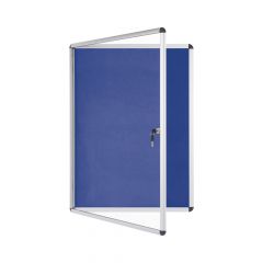 Lockable Blue Felt Noticeboard Display Case - Internal