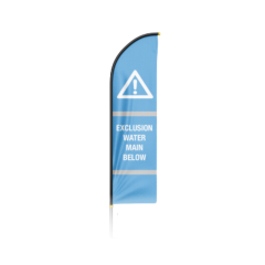 3.4m Hi Vis Sail Flag Double Sided - Base & Pole NOT Included - Printed: Exclusion Water Main Below