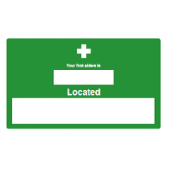 First Aider Name & Location Safety Sign - PVC