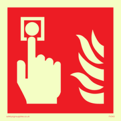 Vinyl Photoluminescent Sticker - 100mm x 100mm - Fire alarm call point symbol only