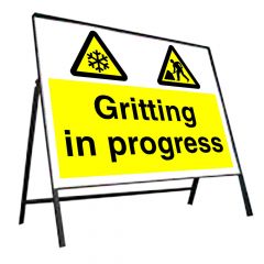 Gritting in Progress Sign and Metal Frame