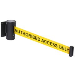 Retractable tape barriers - Yellow tape: AUTHORISED ACCESS ONLY
