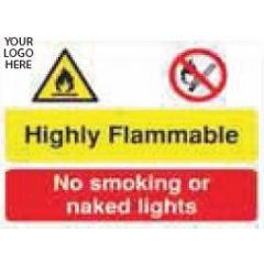 Highly Flammable - No Smoking or Naked Lights Sign - PVC