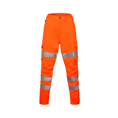Womens Hi Viz Polycotton Trousers Orange  - Size 8 Small
