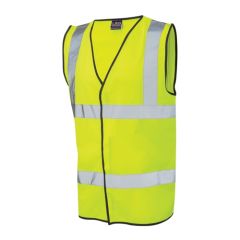 Hi Vis Sleeveless Vest Yellow c/w Vermont Logo on FLB and REAR