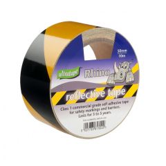 Reflective Tape Self Adhesive Black/Yellow  50mm x 10m