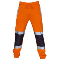Hi Vis Two Toned Jogging Trousers Orange/Navy - Small