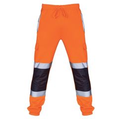 Hi Vis Two Toned Jogging Trousers Orange/Navy - XXXL