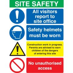 Site Safety Board - 4 Point - Option A - Portrait - PVC