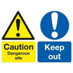 Site Safety Board 450 x 600mm: ’Caution Dangerous Site’ ‘Keep Out Rigid Plastic' A2