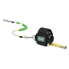 NLG Tape Measure Tether | CMT Group. Tape measure pulled out, coil carabina lead.