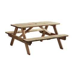 Rectangular Picnic Table & Bench - 6 Seater