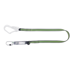 HOPE - Energy Absorbing Webbing Lanyard 1.8m c/w Steel Screw-Lock Karabiner & Steel Scaffold Hook