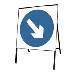 Blue Arrow Right Metal Road Sign, Frame & Clips 750mm