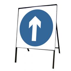 Blue Arrow Up Metal Road Sign, Frame & Clips 750mm