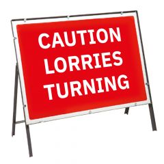 Caution Lorries Turning Sign & Frame - 1050mm x 750mm