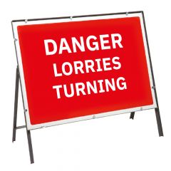 Danger Lorries Turning Metal Sign & Frame - 1050mm x 750mm