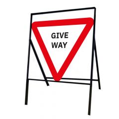 Give Way Triangle Metal Road Sign, Frame & Clips 750mm