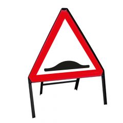 Humps Ahead Triangle Metal Road Sign & Frame - 750mm