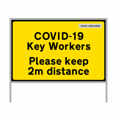 Covid-19 Road Sign - Key workers please keep 2m distance | RSMC-KWKD