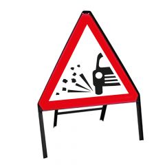 Loose Chippings Triangle Metal Road Sign & Frame - 750mm