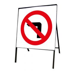 No Left Turn Metal Road Sign, Frame & Clips 750mm