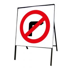 No Right Turn Metal Road Sign, Frame & Clips 750mm