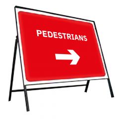 Pedestrians Arrow Right Metal Road Sign, Frame & Clips 600mm x 450mm