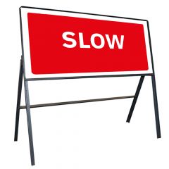 Slow Metal Road Sign, Frame & Clips 1050mm x 450mm