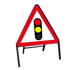 Traffic Light Ahead Triangle Metal Road Sign & Frame - 750mm
