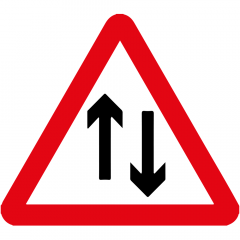 Two Way Traffic Arrows 1 Up 1 Down Triangle Metal Road Sign & Frame - 750mm