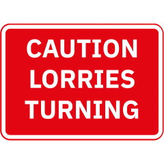 Caution Lorries Turning Metal Road Sign - 1050mm x 750mm